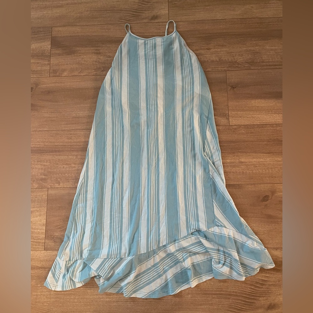 Patagonia Halter Athletic Mini Dress Blue and White Stripes Built in Bra Size S
